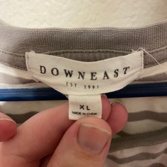 Downeast Gray and White Striped Floral Embroidered T-Shirt - Picture 7 of 8